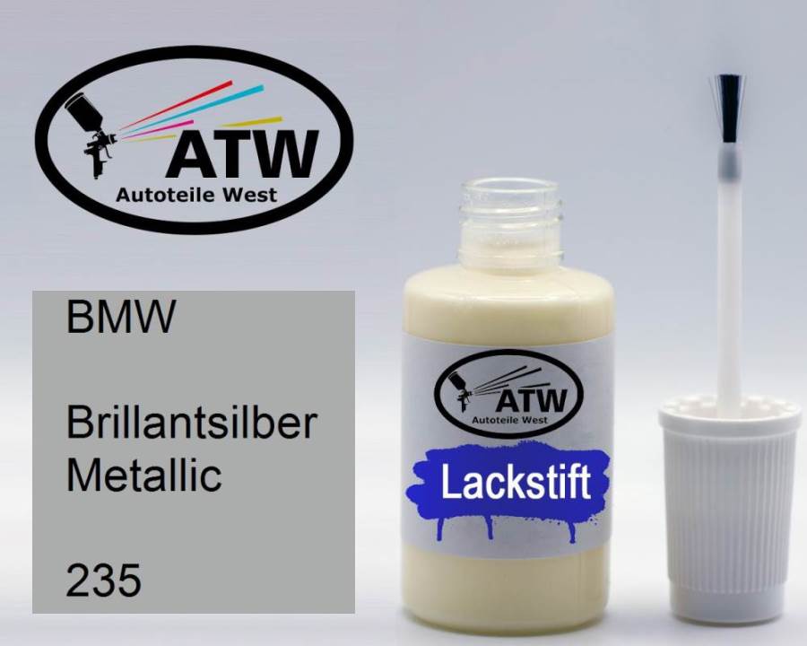 BMW, Brillantsilber Metallic, 235: 20ml Lackstift, von ATW Autoteile West.